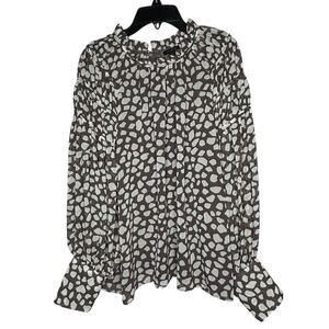 Ann Taylor Girly Romantic High Ruffle Neck Long Sleeve Flowy Blouse Size Medium